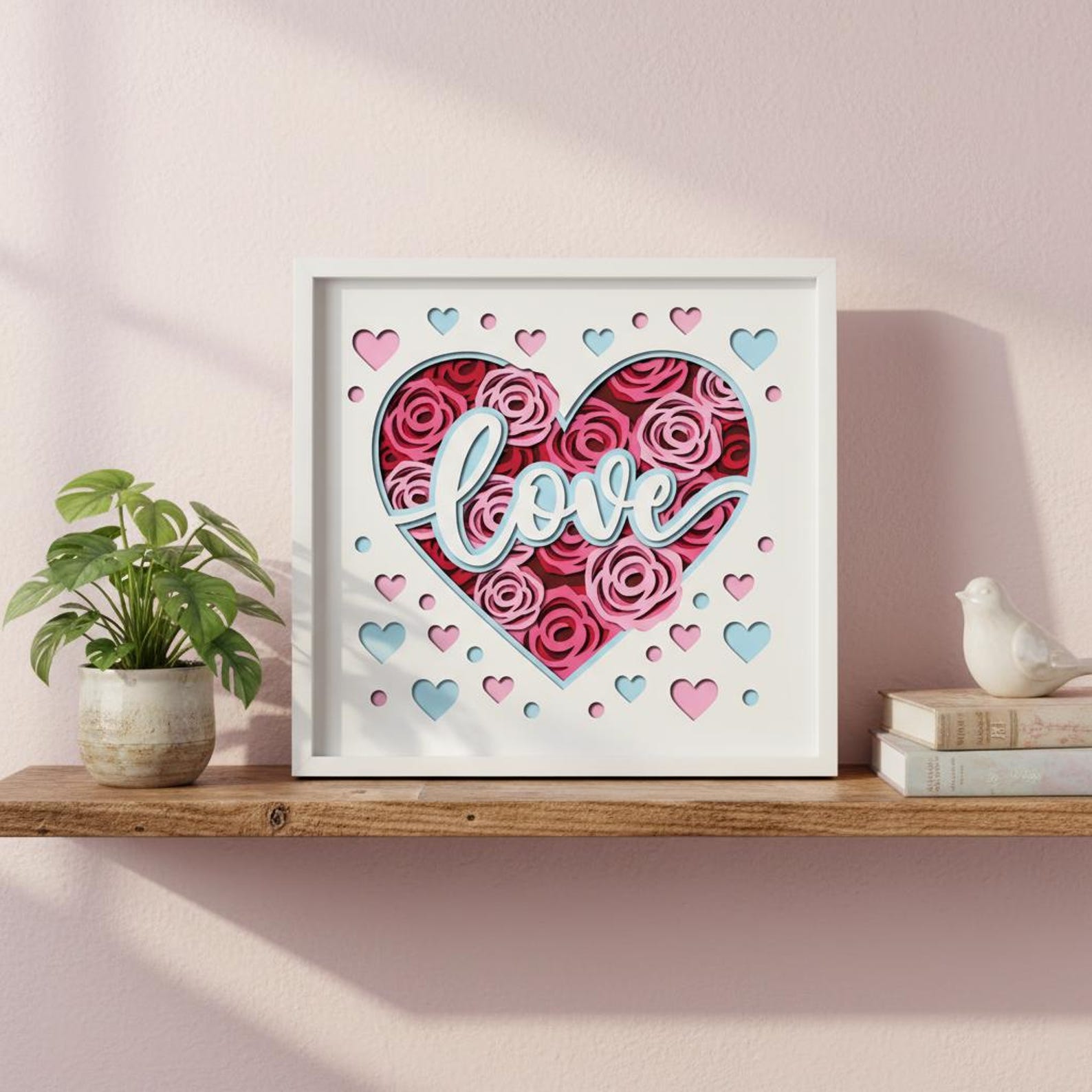 Love Shadow Box SVG, 3D Valentine Lightbox Template, Heart Romantic ...