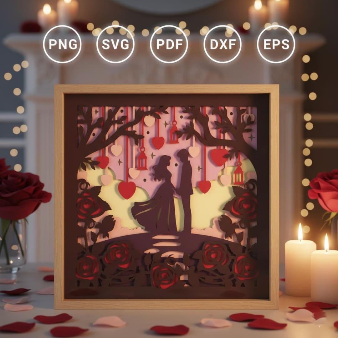 Romantic Couple Shadow Box SVG: 3D Love Lightbox (digital Download) - Etsy