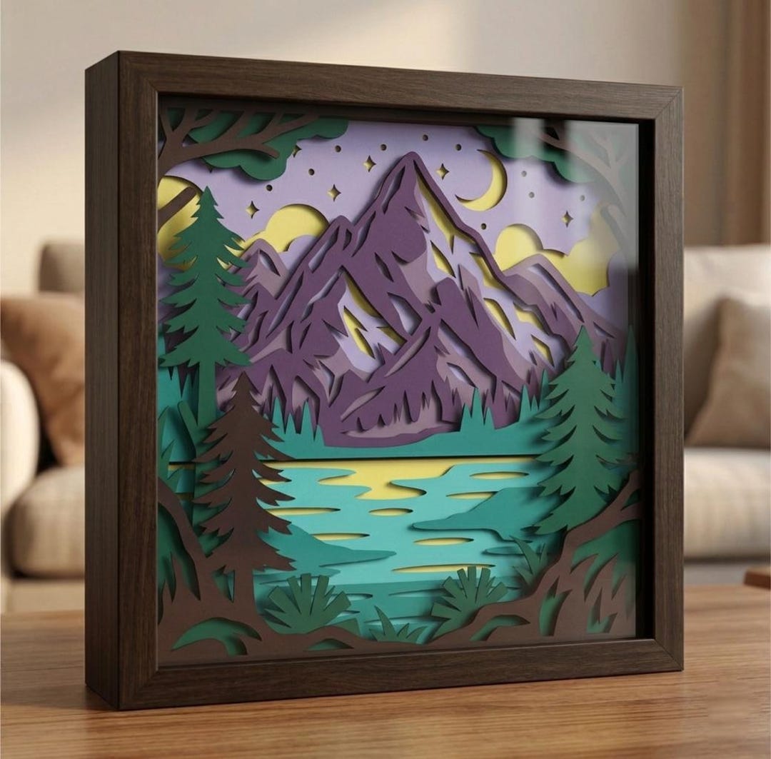3D Layered Mountain Shadow Box SVG, Nature Paper Cut File for Cricut ...