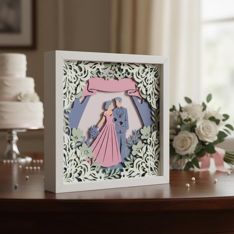 Wedding Couple Shadow Box SVG: 3D Papercut Lightbox (digital Files) - Etsy