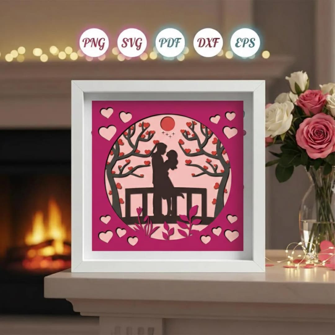Valentine’s Day Couple Shadow Box SVG, 3D Layered Paper Cut Template ...