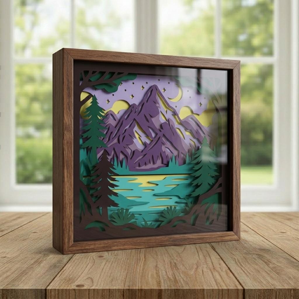 3D Layered Mountain Shadow Box SVG, Nature Paper Cut File for Cricut ...