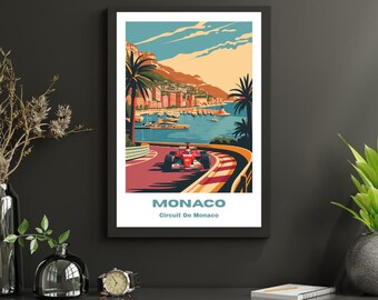 Monaco Grand Prix Poster | Vintage F1 Racing Car Print