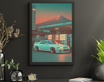 Póster del Nissan Skyline R32 GT-R / Arte mural para coches tuneados JDM