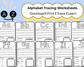 Alphabet Tracing Worksheets A-Z: Handwriting Practice (PDF Printable)
