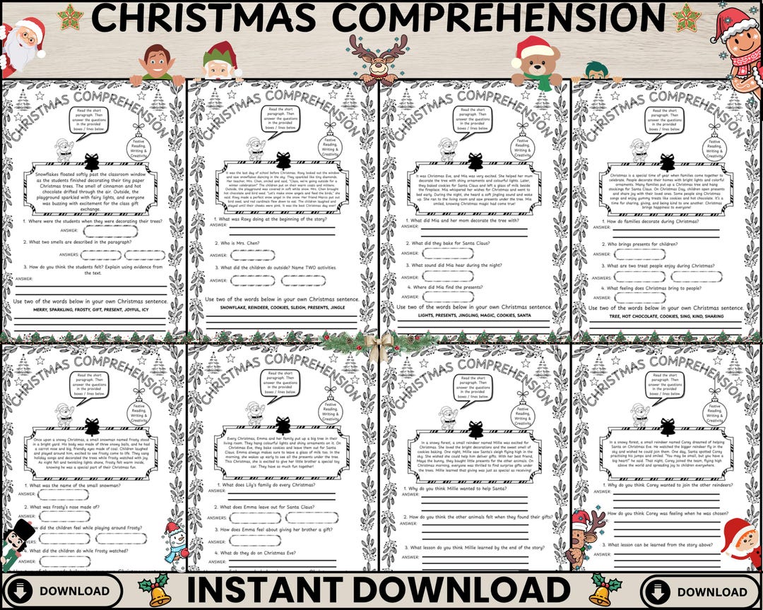 10 Christmas Comprehension Worksheets | Kids Reading Passages ...
