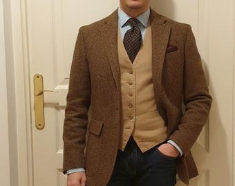 Brown Tweed Blazer : Wedding, Prom, Formal Wear Tweed coat for men
