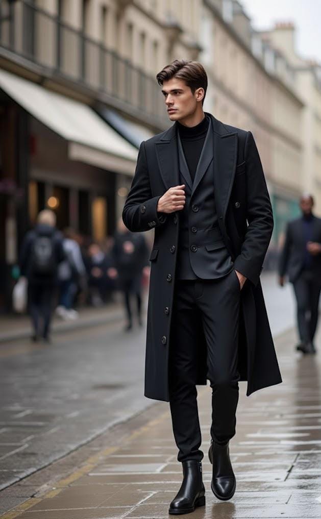Men's Black Wool Overcoat: Melton Knee-length Trench Coat - Etsy