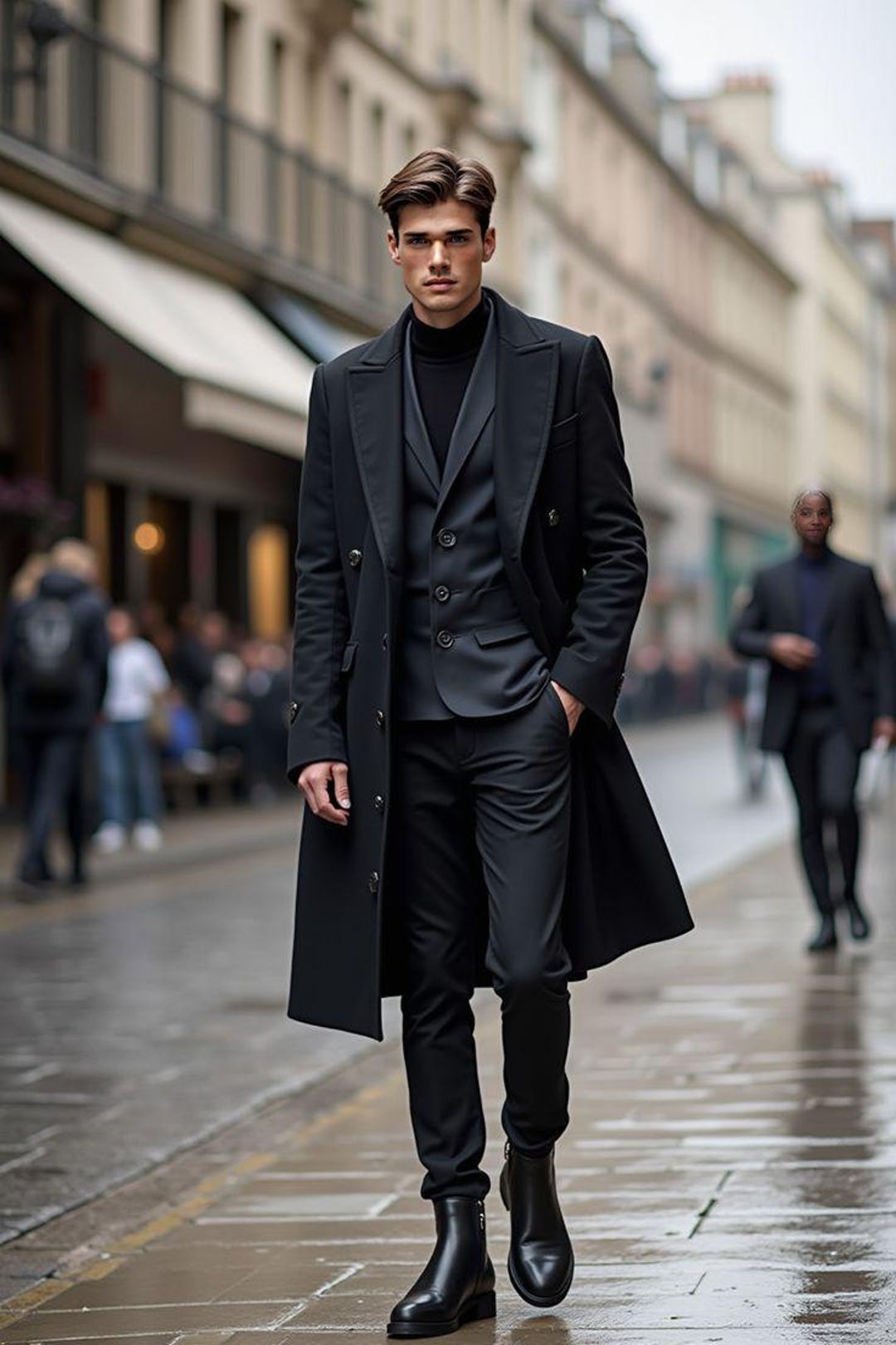 Men's Black Wool Overcoat: Melton Knee-length Trench Coat - Etsy