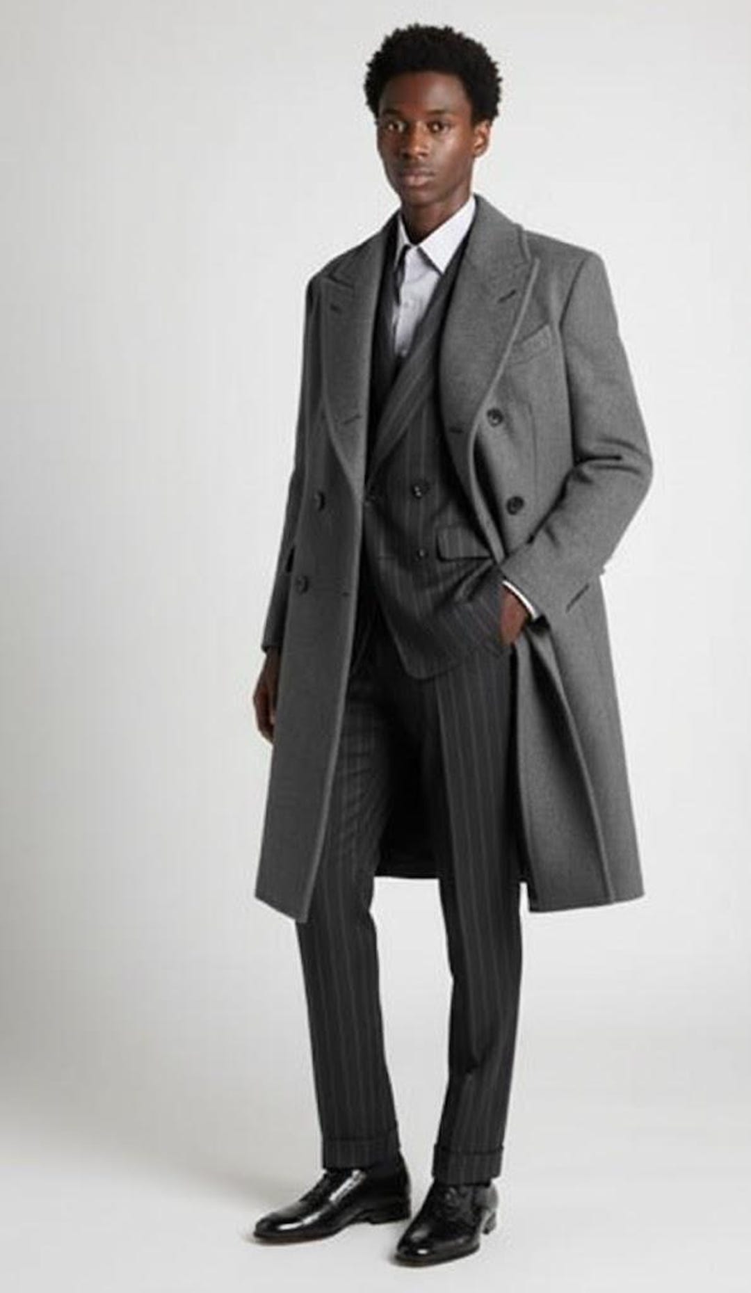 Men's Grey Melton Wool Overcoat: Knee Length Trench Coat - Etsy