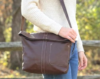 Upcycled Leder Crossbody Bag, Handmade Colorado Messenger Bag Soft Genuine