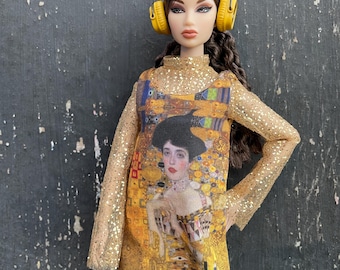Conjunto de ropa para muñecas: Vestido Gustav Klim y camisa brillante para muñecas Fashion Royalty, muñecas FR, muñecas de moda y figuras de acción a escala 1/6.