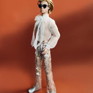 Doll Outfit,doll clothes : See Through shirt and sequin pants for Fashion royalty doll, FR doll, FR homme, Ken and 1/6 scale action figures image 6