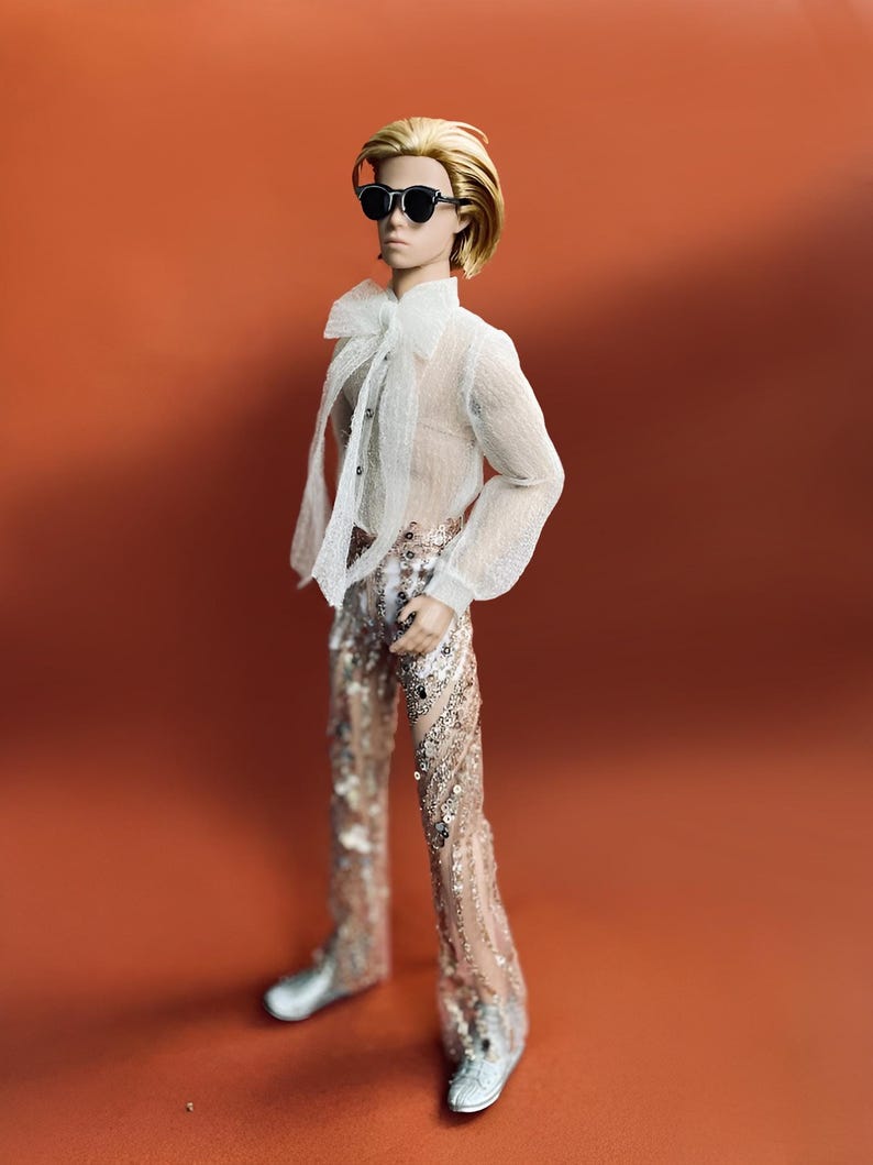 Doll Outfit,doll clothes : See Through shirt and sequin pants for Fashion royalty doll, FR doll, FR homme, Ken and 1/6 scale action figures image 6