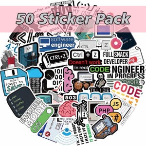 Ingegnere del software e programmatore - Confezione da 50 adesivi in vinile - Decalcomanie per laptop dedicate alla programmazione