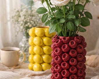 Handmade Fruit Textured Glass Vase – Raspberry Design, Mother’s Day Gift