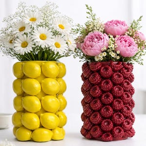 Handmade Fruit Textured Glass Vase – Lemon, Raspberry Design