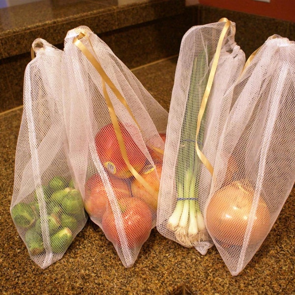 Produce Bags: Large Size Reusable Nylon Mesh, set of 3