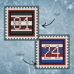 Heated Rivalry Jersey Number Stamps | Mini Cross Stitch Pattern