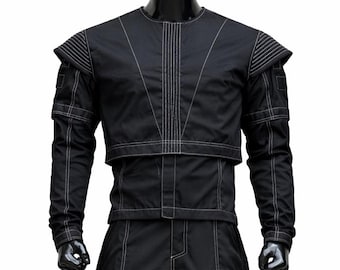 Traje de vuelo de Boba Fett, cosplay de Mandalorian de Star Wars, atuendo de cazarrecompensas negro con chaleco y falda.