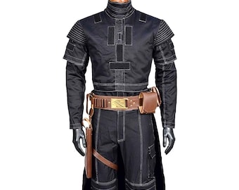 Boba Fett Costume Cosplay | Mandalorian Flight Suit | Star Wars Bounty Hunter Outfit | Black Armor Base with Flak Vest & Holster Belt