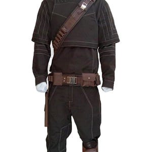 Mandalorian Din Djarin Cosplay Costumes | Star Wars Beskar Bounty Hunter Outfit with Mando Leather Holster Belt | Custom Flight Suit Cosplay image 2