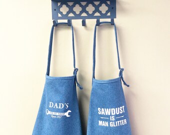 Personalized Apron - Fathers Day Apron - Denim Apron - Mens Apron - Dad Gift - Aprons With Pockets - Custom Apron - Gifts For Dad