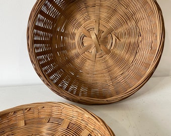 Vintage Round Wicker Sewing Basket