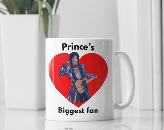 Prince Biggest Fan Mug, Prince Fan Gift, Purple Rain Coffee Mug, Prince Lover Gift, Funk Rock Music Mug, Retro Music Mug, Pop Icon Mug