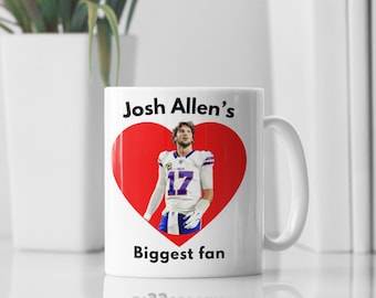 Josh Allen Biggest Fan Mug – Buffalo Football Coffee Cup 11oz Ceramic Game Day Drinkware Gift for Bills Supporter, Sports Lover Present