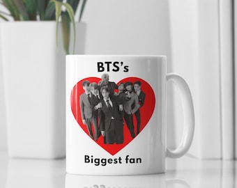 BTS Biggest Fan Mug, Kpop Fan Gift, Kpop Coffee Mug, Kpop ARMY Mug, Music Lover Gift, Kpop Fan Mug, Kpop Merch, Gift for BTS Fan, Celeb Gift