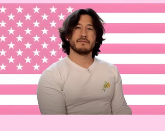 Pink American Flag Markiplier Tapestry – YouTuber Wall Art – Aesthetic Bedroom Dorm Decor – Gift for Gamer Fans