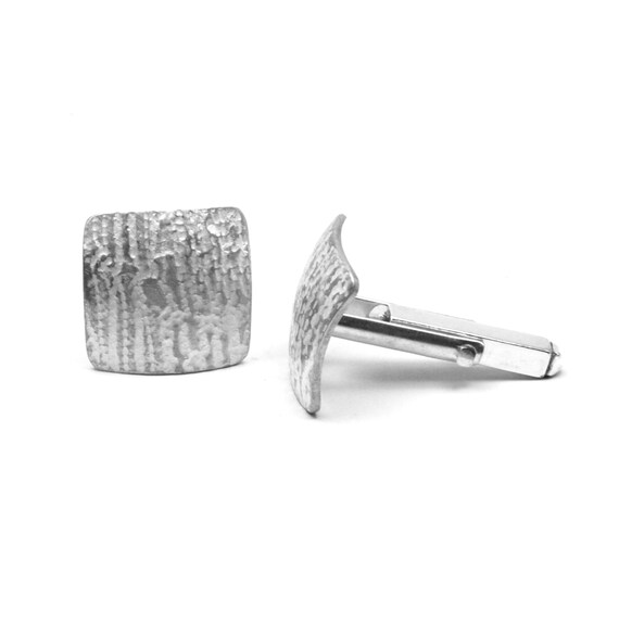 Nature Gifts For Him Sterling Silver Black Cufflinks Black Bark Wood Cuff Links Valentines Gift For Him