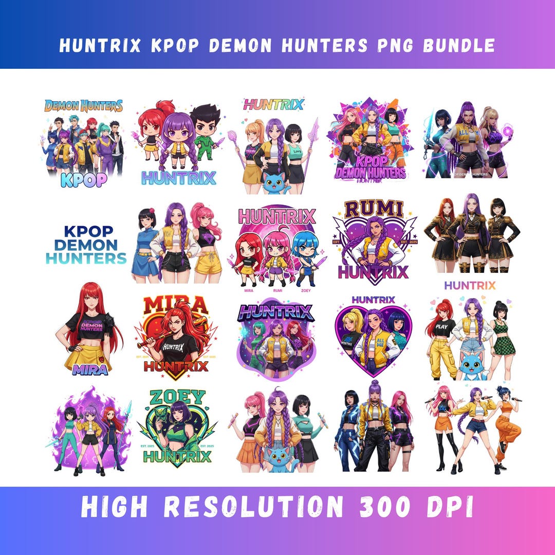 Buy Huntrix Kpop Demon Hunter PNG Bundle Rumi Saja Girls Kpop Shirt ...