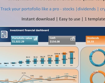Suivi des investissements Excel | Tableau de bord du portefeuille Actions et Dividendes