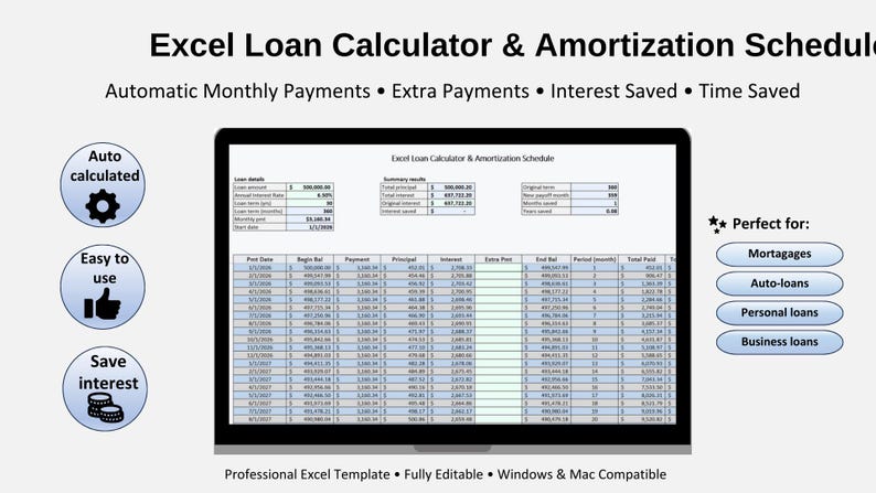 Excel Loan Calculator and Amortization Schedule | Mortgage & Loan ...