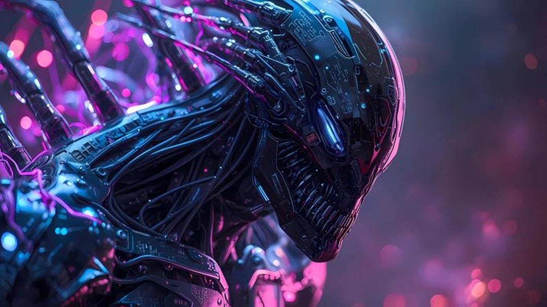 Cyber Alien Portrait Wallpaper: Sci-fi Futuristic Art (digital Download ...