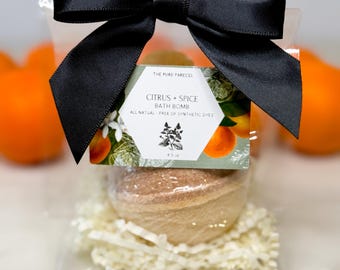 Citrus + Spice Bath Bomb - All Natural - Dye Free - Build a Gift Box Item