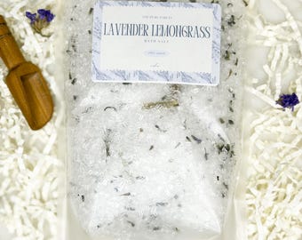 Lavender Lemongrass Bath Salt - Relax, Calm, All Natural - Build A Gift Box Item