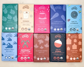 Organic Chocolate - Gluten Free Soy Free Palm Free Chocolate - Assorted Flavor Options - Sted Chocolate Mini Bars - Build A Gift Box Item