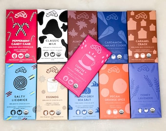 Organic Chocolate - Gluten Free Soy Free Palm Free Chocolate - Assorted Flavor Options - Sted Chocolate Mini Bars - Build A Gift Box Item