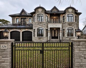 Custom Double Swing Metal Driveway Gate | Ornamental Wrought Iron French Style Estate Gate | PG107