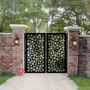Leaf Pattern Laser Cut Steel Gate | Powder-Coated Metal Gate