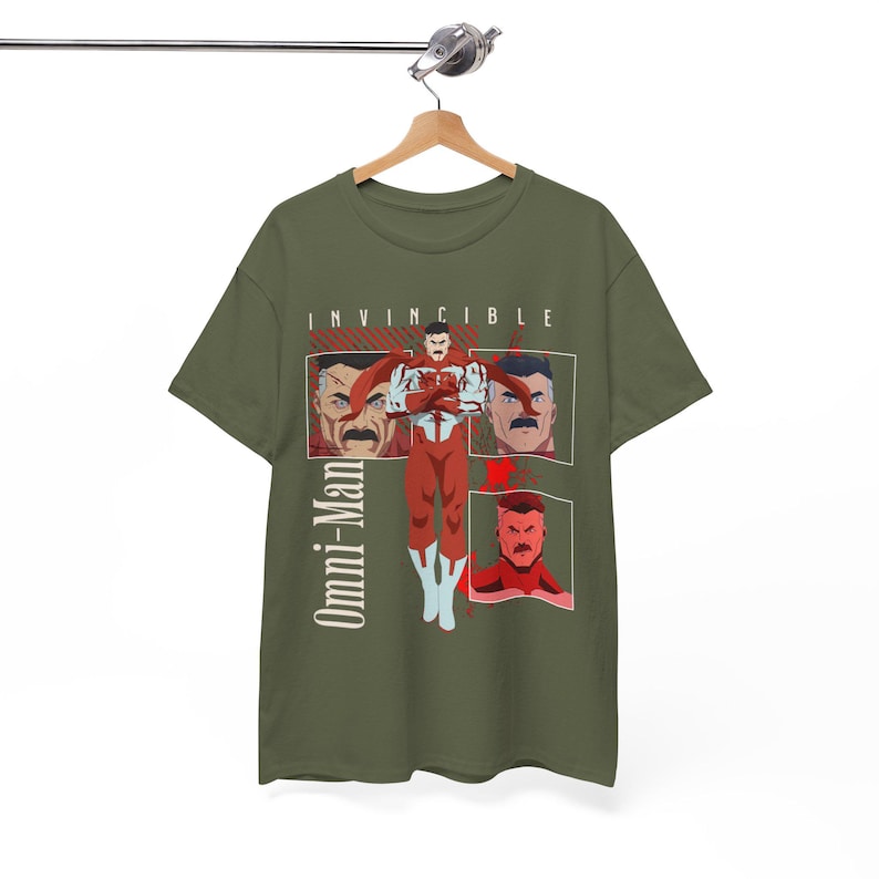 Camiseta gráfica inspirada en Invincible, estilo Mark Grayson, regalo, ropa urbana, camiseta unisex para fans de la épica serie animada, anime y cómic. Military Green