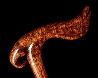 Bird of Prey in Honduran Rosewood Burl Wood - Walking Stick, Gift Idea, Wood Art