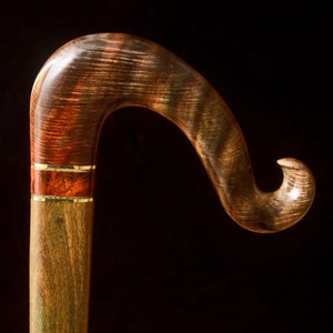 Handmade Walking Cane in Siam Rosewood and Lignum Vitae Wood - Walking Stick, Gift Idea, Wood Art