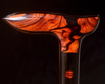 Laminated Walking Cane with Cocobolo, Ancient Red Gum, and Ebony - Wood Art, Gift Idea