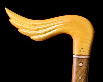 Handmade Walking Cane in Osage Orange and Lignum Wood - Walking Stick, Gift Idea, Wood Art