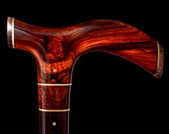 Handmade Lapidary Cane in Curly Rosewood and Sapele with Binghamite Silkstone