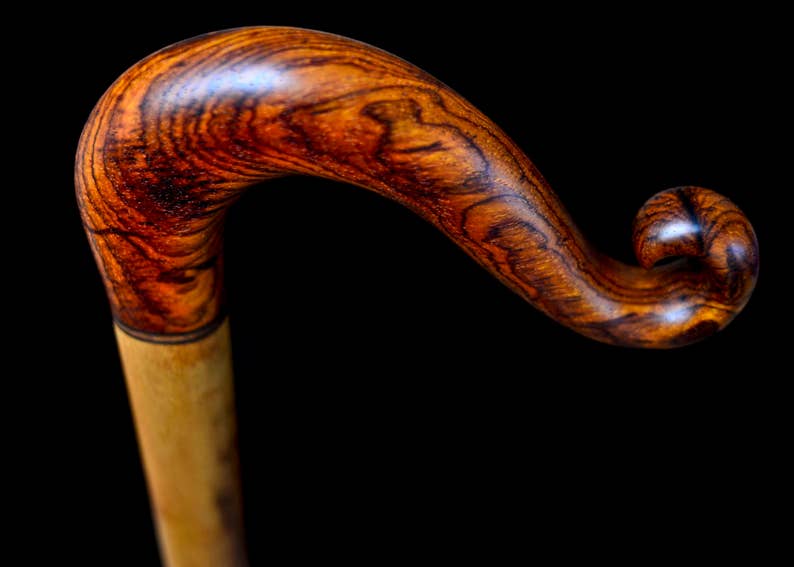 Coco Curl walking cane Cocobolo Goncalo Alves Ebony | Etsy
